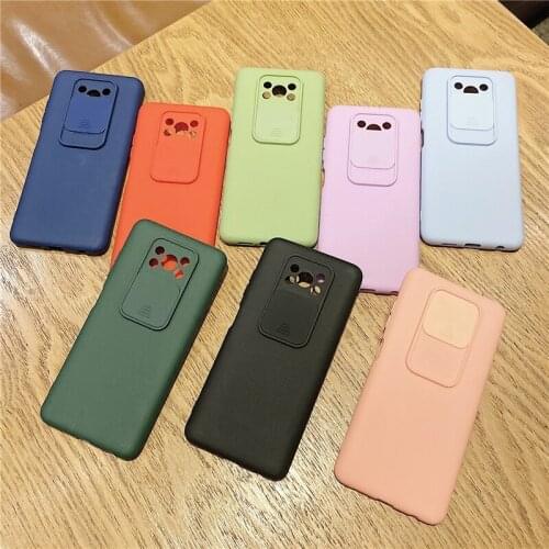 Slide Window Soft Case For Xiaomi Mi 10T Pro 11 Lite 11X Poco X3 M3 Pro NFC F3 Lens Protection Silicone Phone Case Cover Funda