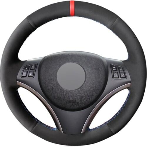 Black Suede Red Marker Handsew No-slip Car Steering Wheel Cover for BMW E90(Sedan) E91(Touring) E92 E93 X1 E84 E87 E81 E82 E88