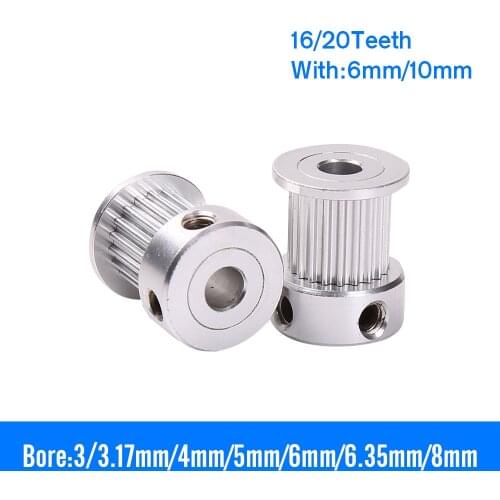 3D Printer Parts GT2 Timing Pulley 16 Tooth 2GT 20 Teeth Aluminum Bore 5mm 8mm Synchronous Wheels Gear Part For Width 6mm 10mm