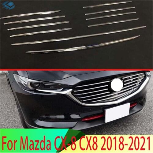 For Mazda CX-8 CX8 2018-2019 ABS Chrome Front Center Mesh Grille Grill Cover Radiator Strip Trim Decoration Car Styling