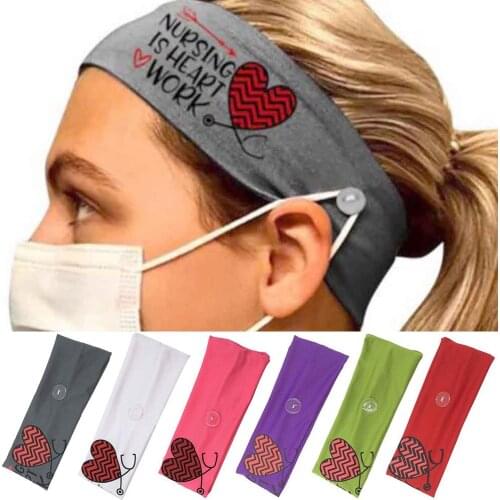 Elastic Headband Ears Protection Running Sports Yoga Hair Band Button Headwear