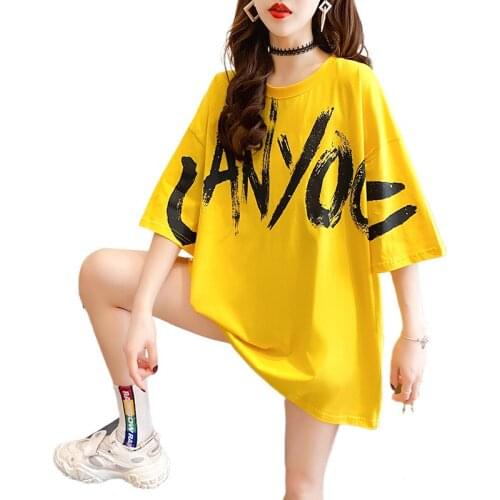 Summer New Fashion Letter Graffiti Short Sleeve Womens T-Shirt Loose And Thin Oversized T-Shirt Round Neck Half Sleeve Top C064