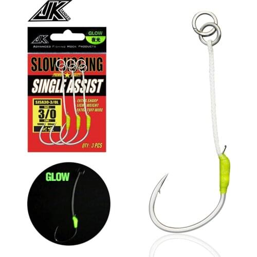 JK SJSA 1/0-5/0 Slow Jig Hooks Single Assist Fishing Hook Set High Carbon Steel Fish Fishhook Saltwater Bost Lure Accessories
