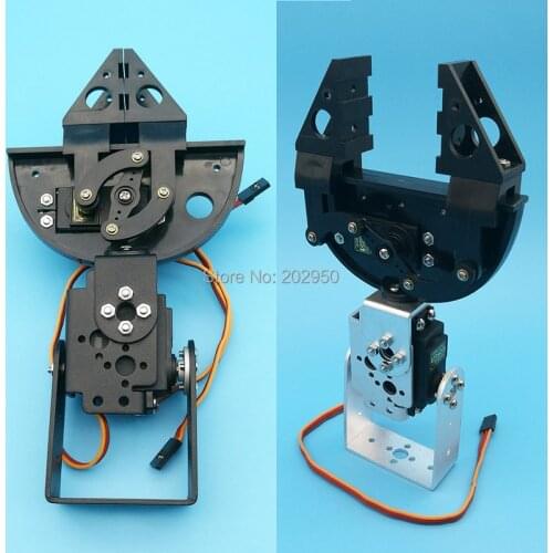 1set Black / Silver 2DOF RC Robot Mechanical Arm With Plastic Gripper Unassembled Kit Promotion