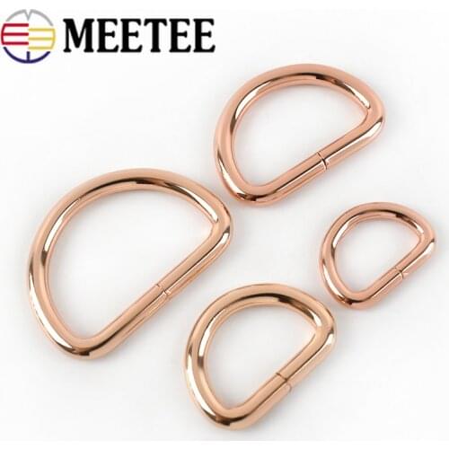5/10pcs Rosegold 13/20/25/32mm Metal D Dee Ring Belt Buckles for Bag Webbing Straps Clasp Handbag DIY Leather Craft Accessories
