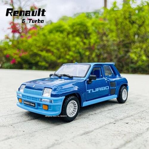 Bburago 1:32 Renault 5 Turbo simulation alloy car model plexiglass dustproof display base package Collecting gifts