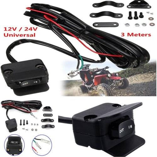 Motorcycle ATV/UTV 3 Meters Winch Rocker Switch Handlebar Control Line Warn Kits 12V Full Sealed Switch Connectors Supplies