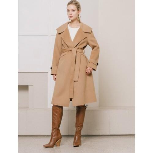 Poetry 2021 Winter New Temperament Wool Double Faced Woolen Coat Womens Middle Long Woolen Coat