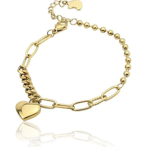 Punk Style New Jewelry High Quality Stainless Steel Bracelet Love Heart Pendant For Womens Party Gifts Wholesale