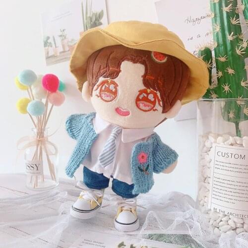 20cm movie star idol Plush Fisherman hat necktie shirt Doll Accessories Present Replaceable Clothes Toys Gift