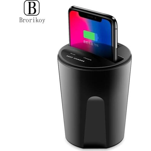 Qi Wireless Charged for iPhone12 11 XS Pro Max 8 Car Charging Holder for Samsung Galaxy S21 S20 Xiaomi Cup Type Wireless Charger