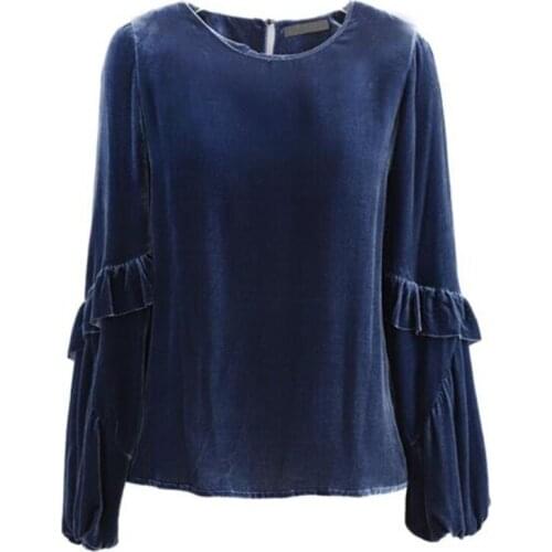 Plus Size O-neck Long Sleeve Women Shirts Casual Loose Velvet Tops Spring Autumn Solid Elegant Vintage Clothing Plus Size L-7XL