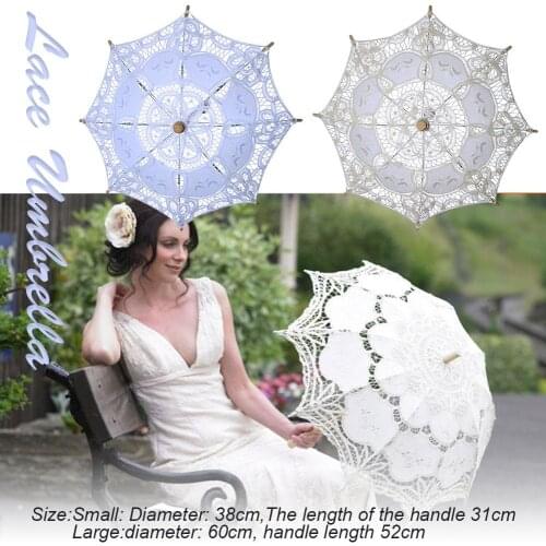 Wedding Flower Girl Wooden Handle Hollow Out Lace Umbrella Photography Props Crafts Umbrella Paraguas Umbrella Rain Women