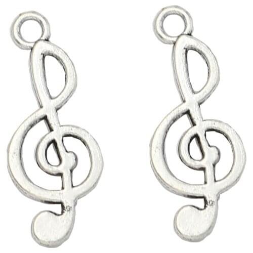 15pcs Tibetan Silver Plated Music Note Charm Pendant fit Bracelet Necklace Jewelry DIY Making Accessories 25x10mm