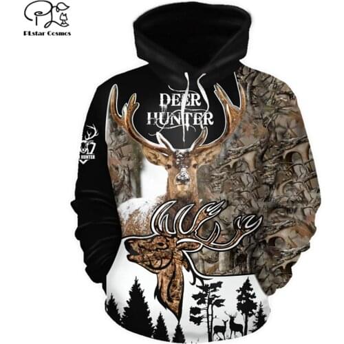 Deer hunting 3d printed hoodies women for men Sweatshirt autumn Casual zip hoodies Retro Harajuku tops Drop shipping