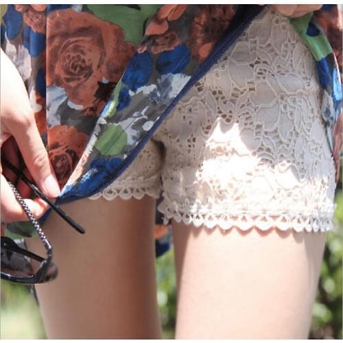 Spring and summer thin safety pants double layer lace shorts female pants plus size