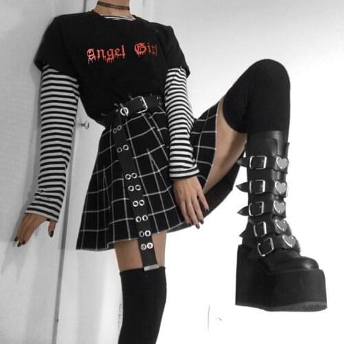 Angel Girl Letter Print T-shirt Women Short Sleeve Gothic Tees Harajuku T Shirt Cotton Girl Tops Hipster Grunge