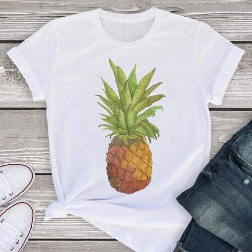 Women Graphic Short Sleeve Cute Pineapple Cartoon Printing Fashion Summer Lady Tops Tees Female Clothes T-Shirts