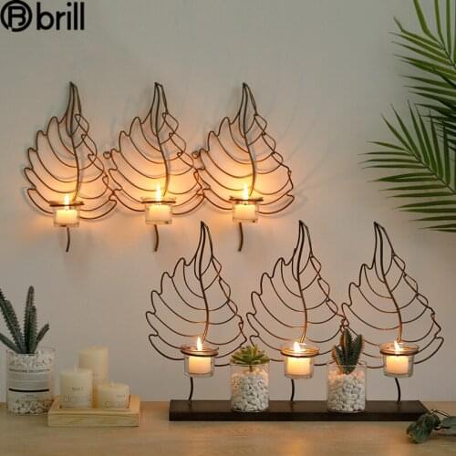 Nordic Gold Candle Holders Iron Tabbe Candlestick Arrangements Leaf Tea Light Holder Velas Decorativas Hogar Portavelas Bougeoir