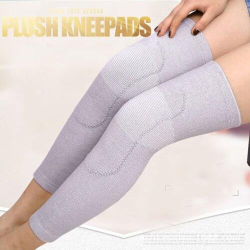 1Pair Winter Outdoor Sports Warm Long Kneepad Calf Leg Knee Pad Elastic Wool Thermal Plush Kneepad Kneecap Kneelet