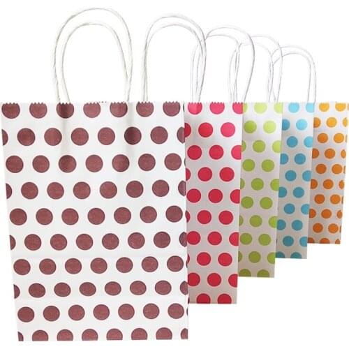 10 Pcs/lot 16x22cm Colorful Dot Gift Paper Bags Sweet Favor Bags New Year Wedding Party Favor Decoration Packaging