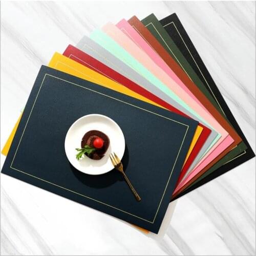 2PCS/Leather Modern Solid Color Rectangle PVC Western Placemat Desktop Decoration Decoration Home Kitchen Daily Necessities