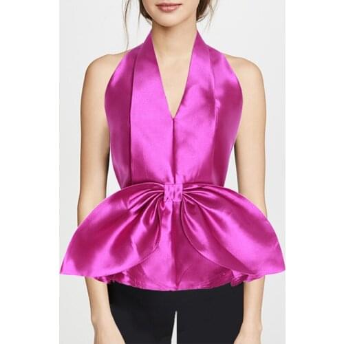 2021 HIGH STREET Newest Fashion Designer Tops Womens Backless Bow Ruffles Halter Ruffle Camis