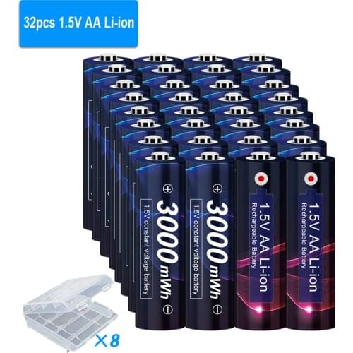 32pcs 1.5V AA Rechargeable Battery 3000mWh AA 1.5v Li-ion Rechargeable Battery AA for ktv use Microphone AA Rechargeable Battery