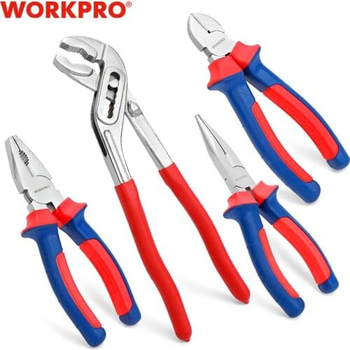 WORKPRO 4PC Plier Set Groove Joint Pliers Diagnoal Pliers Water Pump Plier Wire pliers