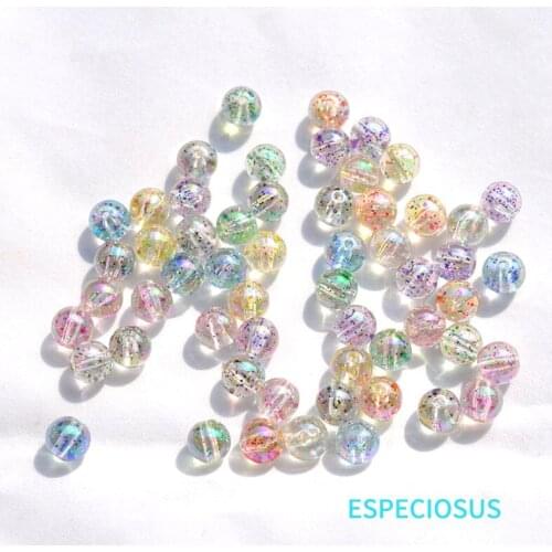 DIY Jewelry Making Accessory Round Shaped Spacer Mix Color Glittering Acrylic Beads Transparent 10MM Bracelet Making Departments
