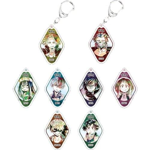 Anime My Hero Academia Keychain Todoroki Shouto Cosplay Double Sided Transparent Acrylic Key Chain Cute Funny Jewelry Fans Gift