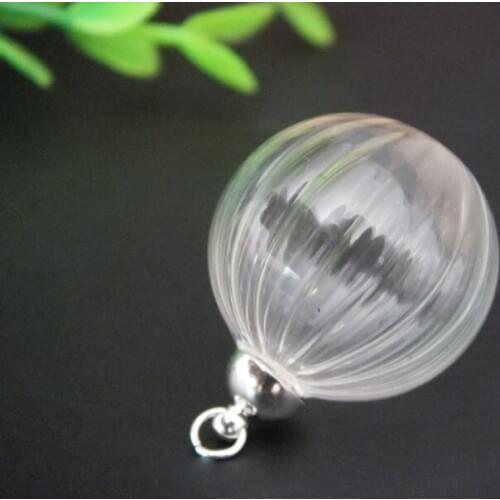 Free ship!!25mm Handmade ball shape glass globe ball pendant& cap,glass globe vial jewelry necklace