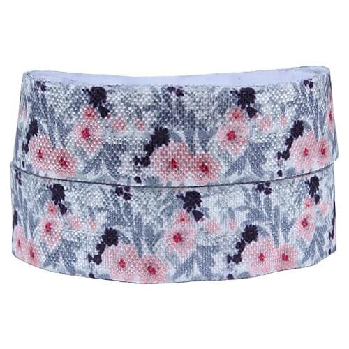 Free shipping 50 yards per lot 15mm flower printed fold over elastic for hair ties