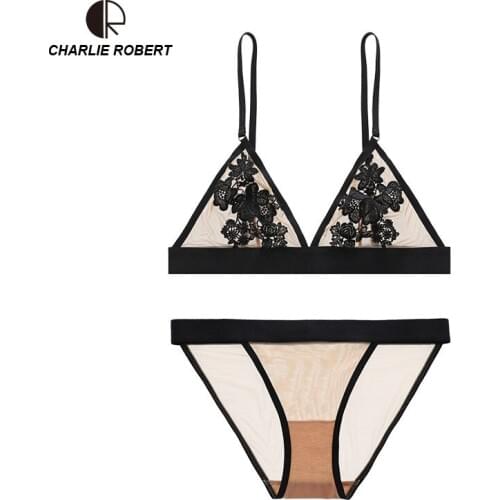 CR Embroidery Sexy Bra Sets Wire Free Thin Cup Bra Comfortable Underwear For Women WI522 Free Shipping