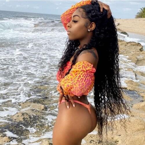 Womens Sexy Leopard Gradient Bikini Swimwear Long-Sleeved Sunscreen Two-Piece High Waist Swimsuit Women Biquini Bath