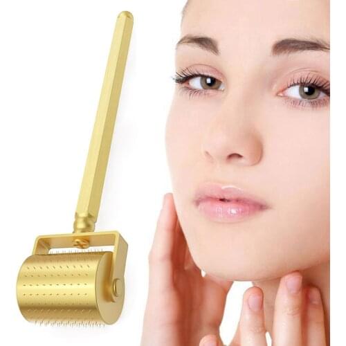 DRS 250 Gold Derma Roller Titanium Microneedle Face Roller Hair Growth Dermaroller Seamless Roller Needles
