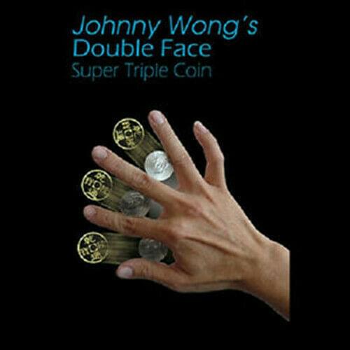 Double Face Super Triple Coin (Half Dollar or Morgan Dollar Version) by Johnny Wong Magic Tricks Illusions Close up Magic Props