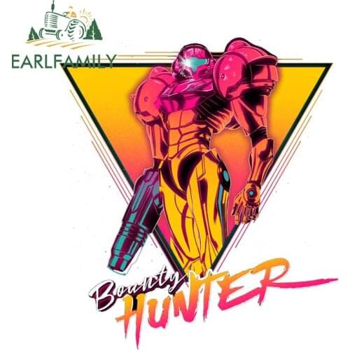 EARLFAMILY 13cm x 11.6cm for Samus Aran Armor Car Stickers Fashion Sunscreen Decals Bumper Windshield Waterproof Vinyl Car Wrap