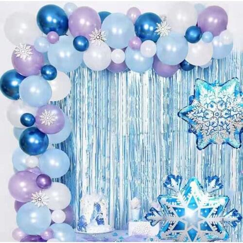 Ice and Snow Theme Snowflake Balloon Chain Birthday Party Balloons Christmas Wedding Balloon Combination Baby Shower Background