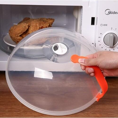 1PC Hot Selling High Quality Transparent Fresh-keeping Lids Plastic Oil-proof Microwave Oven Cover Handle Round Anti-scalding