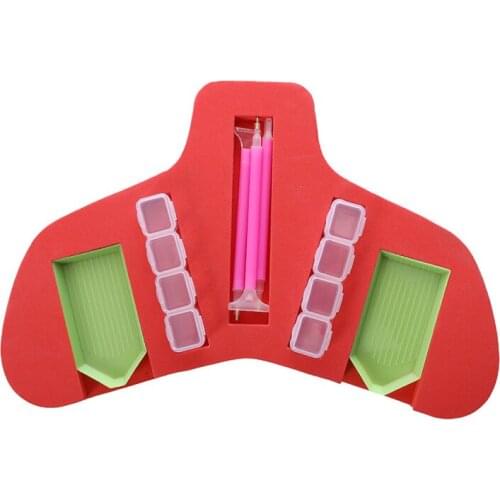 2 Grids Fishtail Shape Diamond Painting Storage Tray DIY Handmade Craft Cross Stitch Point Drill Tools Accessories