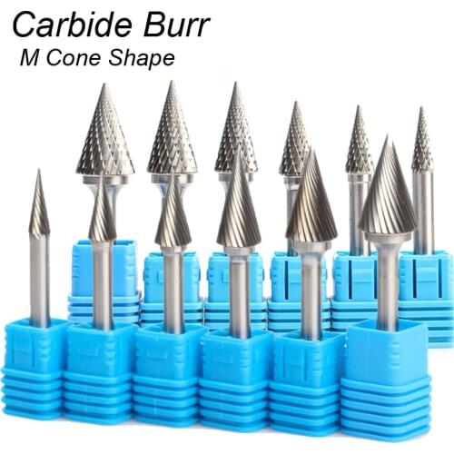 M Cone Shape 1/4 6mm Engraving Carving Tools Tungsten Carbide Rasp Milling Cutter CNC Rotary Die Grinder Bit Metal Wood Wrorking