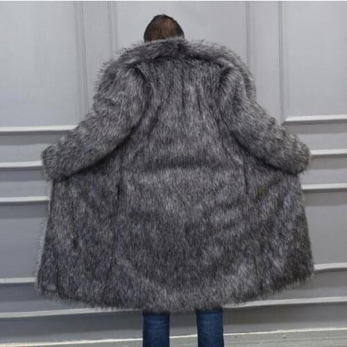 New specials imitation fur coat imitation fox fur long coat fur one mens jacket coat large size mens clothing