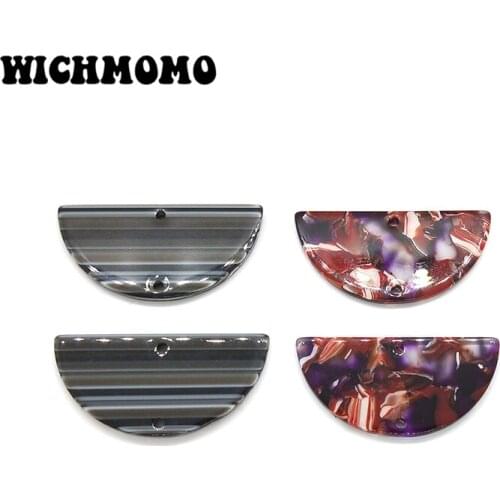New 4 Pieces 18*39mm High Quality Semicircle Out Acetic Acid Resin Smooth Charms Connectors for DIY Earring Jewelry Accessories