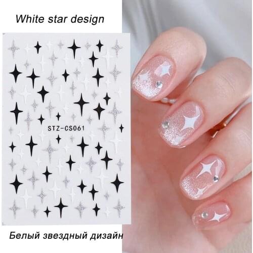 Fashion Heart Star Love Manicure Accessories DIY Nail Art Decorations 3D Nail Sticker Laser Nail Decals