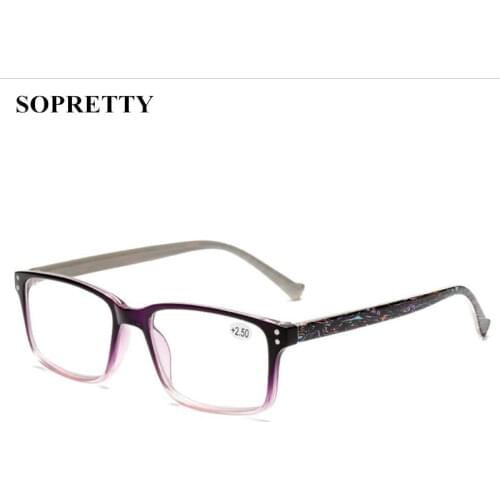 New Simple Comfortable Reading Glasses Lightweight Men Women Square PC Gradient Color Frame Presbyopia Glasses