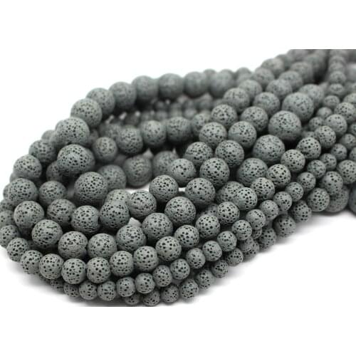 Oameusa Round Gray Lava Volcanic Stone Loose Beads Agates Beads for Jewelry Making DIY Bracelets 6mm 8mm 10mm 12mm
