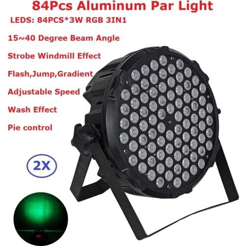 2Pack Aluminum Shell 84X3W RGB 3IN1 LED Par Light DMX Stage Lights Business Lights Professional Flat Par Can For Party KTV Disco