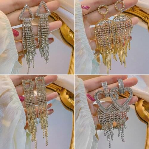 High quality all-rhinestone earrings for women with sparkling geometric crystal wedding party jewelry gift 2020 korean fashion