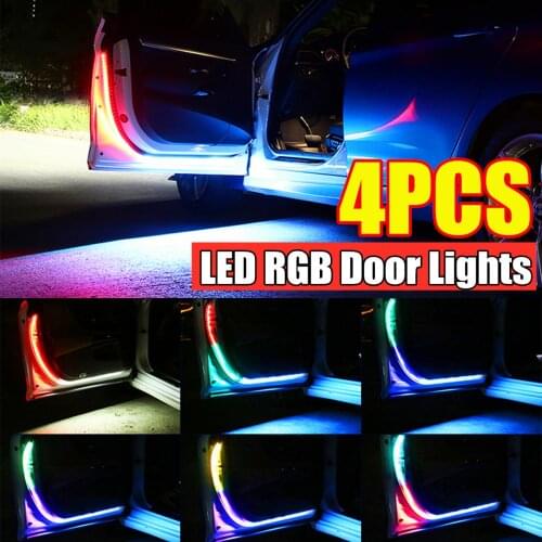 120cm RGB LED Car Door Lights Auto Flexible Strip Lamps Strobe Warning Streamer Light Safety for Night Colorful Strip Light